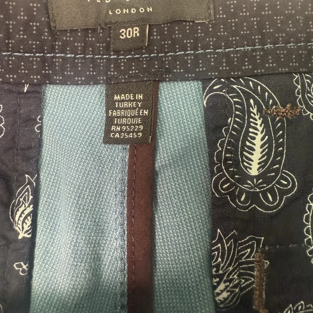Ted Baker Chino Shorts Mens 30 Regular Blue Cotton Golf Summer Luxury Preppy